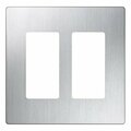 Lutron Wallplate, 4.69 in L, 4-3/4 in W, 2 -Gang, Plastic, Stainless Steel, Gloss CW-2B-SS